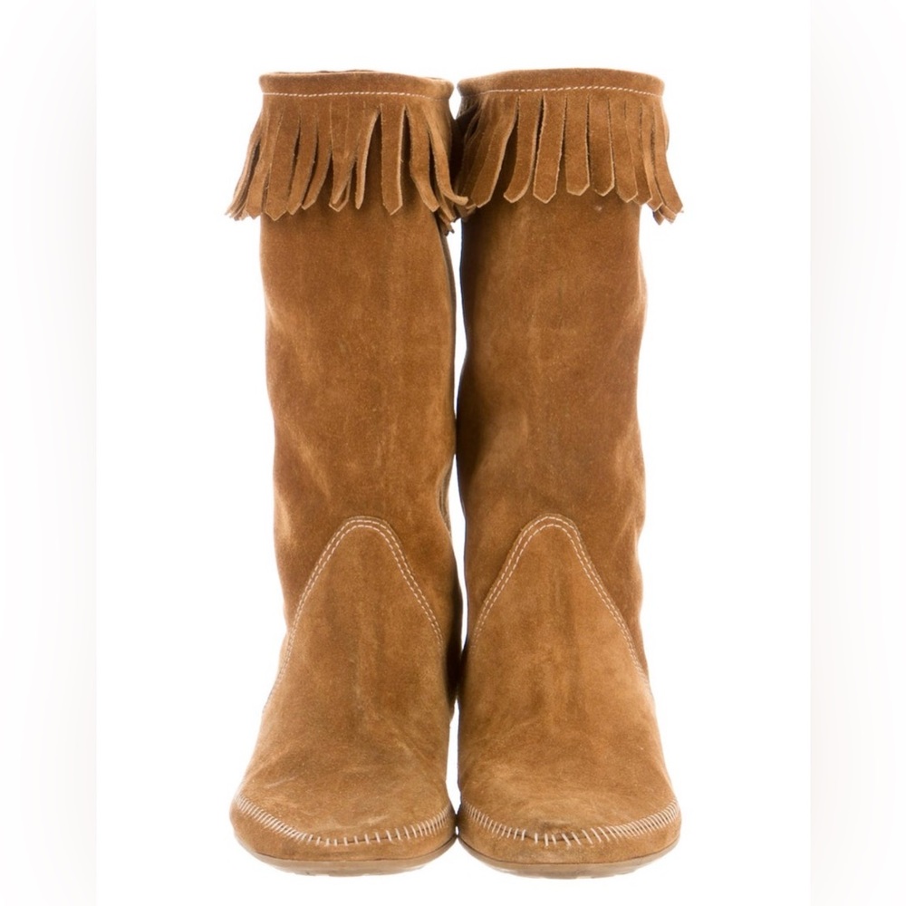 Jimmy Choo Camel Suede Fringe Booties
